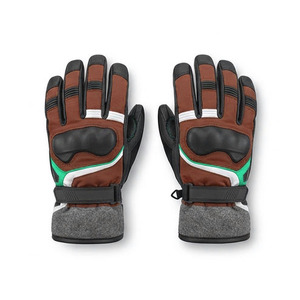 Gants de ski en cuir de qualité supérieure, isolés, tactiles, pour l'extérieur, marron, noir, vert, thermiques, imperméables, pour moto - Product Image 3