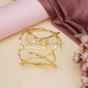 Luxury Hot Sale Engraving Bangles Brass 24K Gold Plated Jewellery with Quartz for Unisex Wedding Islamic Design by FWE - Product Image 3