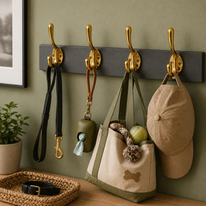 SHUBHAM Gancho Doble de Pared de Latón Dorado, Perchero Montado en Pared para Baño, Entrada, Dormitorio - Product Image 4