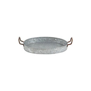 Juego de 2 bandejas rectangulares de hierro galvanizado con asas metálicas, acabado plateado, bandejas decorativas para el hogar, precio económico. - Product Image 6