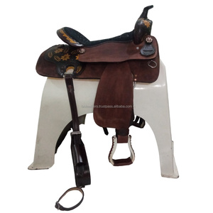 Cuir véritable Western All Around Horse Saddle Magnifiquement fabriqué à la main Meilleur pour le plaisir de l'équitation et des courses de barils en gros - Product Image 1