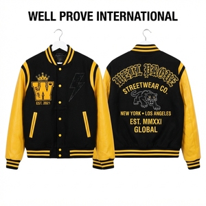 Veste universitaire d'hiver respirante en laine personnalisée 650 GSM avec coque tricotée et impression numérique noir et blanc en coton - Product Image 5