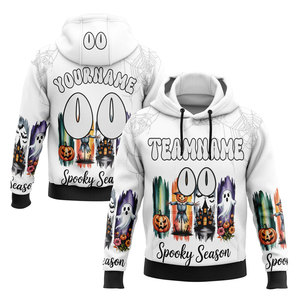 Sudadera con Capucha Personalizada de Halloween, Nombre Personalizado, Número del Equipo, Estampado de Fantasma y Calabaza, Diseño de Sublimación para la Temporada Espeluznante, Ropa Casual de Otoño - Product Image 1