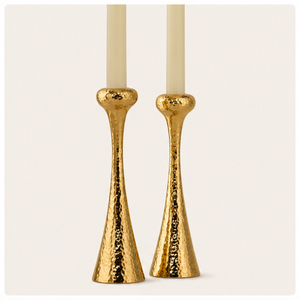 Hammered Gold Metal Taper Candle <b>Holders</b> Set Handmade Modern <b>Brass</b> <b>Candlestick</b> Stand for Home Decor And Festive Table Decor - Product Image 1