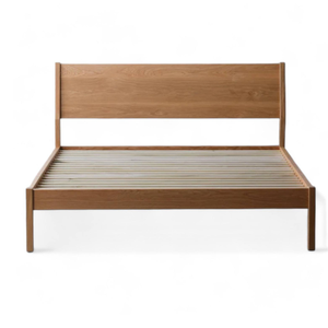 Cadre de lit double en bois massif de style minimaliste avec structure en teck pour la décoration de meubles de maison - Product Image 1