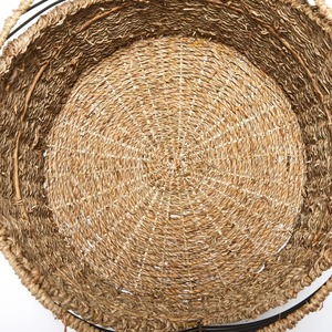 Set of 3 Round Seagrass <b>Baskets</b> with Open Iron Frames for Decor Handmade <b>Storage</b> <b>Basket</b> Wholesale eco-friendly Made in Vietnam - Product Image 5