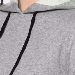 เสื้อฮู้ดครอปสีเทาสำหรับผู้หญิง แขนยาว สไตล์ลำลองสำหรับฤดูหนาว มีเชือกผูก ผลิตจากวัสดุรักษ์โลก สีพื้น - Product Image 6