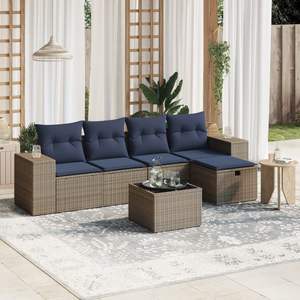 Conjunto de Sofá de Jardín de Poliratán Gris con Acero con Recubrimiento en Polvo y Vidrio Templado, Muebles de Exterior Duraderos - Product Image 1