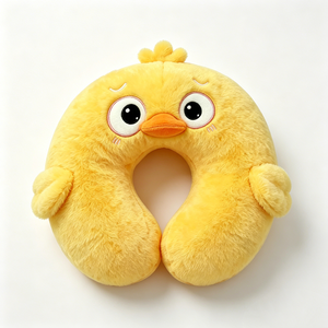 Almohada de cuello de pato de peluche, Almohada de cuello en forma de U de pato amarillo, Almohada de viaje para el cuello con diseño de pollito, Almohada de viaje de pato de peluche, Soporte de cuello de pato adorable - Product Image 3