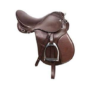 Silla de Montar Inglesa de Cuero Premium para Doma Clásica, Asiento Profundo, Estribos Ajustables, Herrajes de Latón, para Entrenamiento de Equitación - Product Image 1