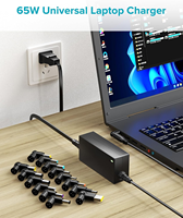 Chargeur universel pour ordinateur portable 65W avec 15 embouts pour Dell HP Asus Acer Samsung Toshiba Lenovo IBM Sony Notebook Ultrabook Chromebook