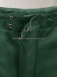 Pantalones de Cuero Vacuno Genuino Estilo Motero para Hombre, Casuales, de Alta Calidad, Color Negro, con Cordones, Estilo Occidental Americano - Product Image 4