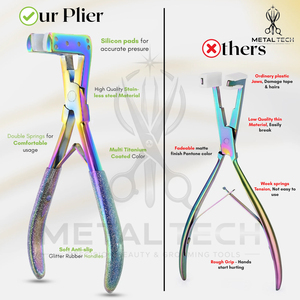 Pince à presser pour extensions capillaires multicolores, construction en acier inoxydable, mâchoires plates avec coussin en silicone, outil d'application de bandes adhésives pour salon - Product Image 6