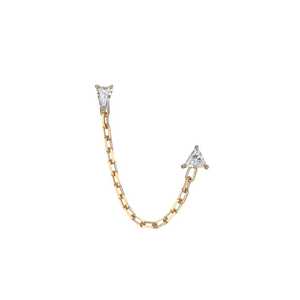 4 cm Multiple Piercing Link <b>Dangle</b> Attachment Double Studs Ear Cuff Dainty Component Wholesale 14K Gold <b>Earrings</b> Chain Connector - Product Image 1