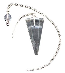 Cristal Quartz 6 Facettes Cône Pendules avec chaîne - Product Image 1