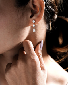 Boucles d'oreilles en diamant de laboratoire taille poire vintage de haute qualité, certifiées IGI, en argent 925, pour mariage, fiançailles, cadeau - Product Image 4