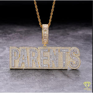 จี้เพชรโมอิสซาไนต์แบบกำหนดเอง "PARENTS" สร้อยคอฮิปฮอปชุบทองประดับเพชร ของขวัญเครื่องประดับแร็ปเปอร์ - Product Image 4