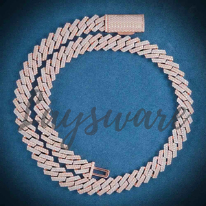 Collar Personalizado de Eslabones Cubanos de Moissanita Unisex Certificado por IGI de 12 mm y 14 mm, Estilo Hip Hop, Plata 925 - Product Image 2