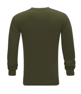 Men Solid Polyester/Cotton Crew Neck <b>Pullover</b> Sweatshirt Regular Fit Casual Winter Fleece Embroidered Windproof Long Sleeve - Product Image 4