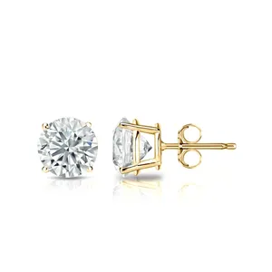 Tishya Diamond Unisex Moissanite <b>Stud</b> Earrings Gold Plated 925 Sterling <b>Silver</b> Trendy Gift Jewelry - Product Image 4
