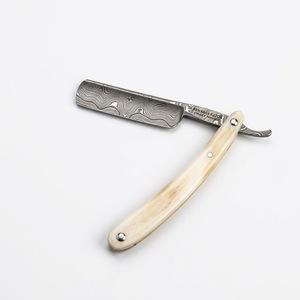 Damascus Steel Straight <b>Razor</b> with Genuine Buffalo Bone Handle Single Blade for Barber Shop Face & Body Shaving <b>Men</b> - Product Image 4