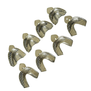 Juego Profesional de 8 Bandejas Dentales Metálicas Perforadas de Acero Inoxidable para Impresiones Dentales (XS, S, M, L Superior e Inferior) - Product Image 4