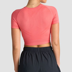 Fitness Wear Top New <b>Athletic</b> Summer Sports T-Shirt Slim Fit Compression Best Quality Cotton Rib Material Crop Top Shirt - Product Image 2