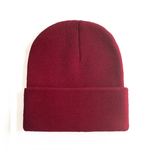 Bonnet tricoté chaud unisexe automne-hiver, bonnet à revers simple, logo personnalisé, couleur unie, bonnets tricotés 2026 - Product Image 2