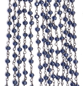 Chaîne de chapelet en Iolite Hydro avec perles rondes facettées de 4 mm, chaîne en fil métallique couleur bronze pour la fabrication de bijoux - Product Image 6