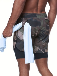 Men's Camouflage Quick Dry Shorts <b>Mid</b> Waist Drawstring Elastic Fit Casual Outdoor Athletic Training Sport Shorts - Product Image 4