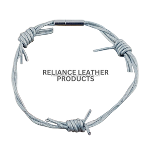 2mm Metallic <b>Silver</b> Premium Leather Barbed <b>Wire</b> Cord Twisted Cowhide Rope Jewelry Making Supplies Bulk OEM Export RTS Available - Product Image 2