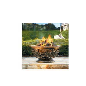 Heavy duty copper <b>fire</b> <b>pit</b> with mesh lid and poker tool for safe outdoor bonfire experience every season - Product Image 4