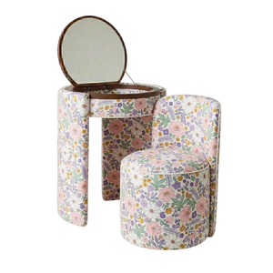 Modern Beauty Vanity <b>Desk</b> Girls Table Corner Vanity for Make Up <b>Cheap</b> Prices with Mirror & Chair Set Oak Wood Bulk Supplier - Product Image 6