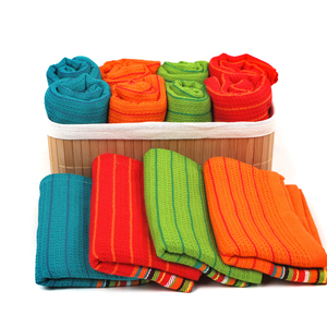 Reliable Organic Cotton Waffle Weave <b>Kitchen</b> Dish Towels Strong Absorption Quick Drying Fabric Lint-Free Stripe Yarn Dyed - Product Image 4