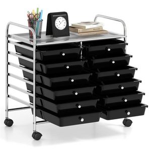 Carrello Portaoggetti a 2 File e 10 Piani con 12 Cassetti Rimovibili Multicolore, 4 Ruote (2 con Freno), Armadietto da Cucina per Conservazione Alimenti - Product Image 1