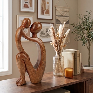 <b>Small</b> Wooden Statue Parent Child Abstract Suar Wood Family Figurine Handmade Sculpture Bali Craft Home Decoration Gift <b>Ornament</b> - Product Image 3