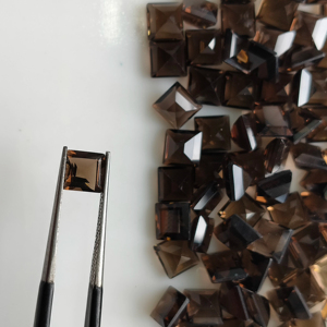 Natural Smoky Quartz 6MM Square Step Cut Best Quality Loose Gemstone For Jewelry & Necklace Making - Product Image 1