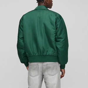 Blouson Bomber Vert Homme avec Fermeture Éclair, Imprimé Lettres, Coupe-Vent, Col Rabattu, Vêtement d'Extérieur Décontracté pour l'Automne - Product Image 5