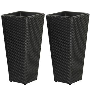 Fioriere Classiche in Rattan con Vasi Interni Rimovibili e Base in Metallo con Piedini Regolabili per Giardini Interni e Hotel - Product Image 2