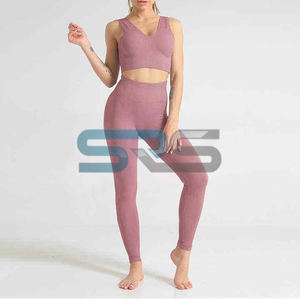 Nouvel ensemble de yoga pour femmes en coton uni, legging taille haute et brassière de sport, deux pièces, vêtements de fitness, vêtements de sport pour la gym, vente en gros - Product Image 6