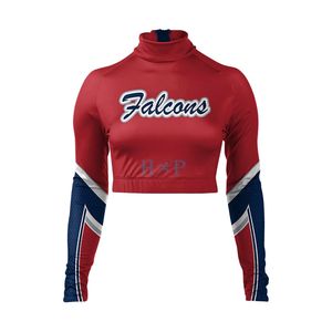 Haut court à manches longues pour uniforme de cheerleading, personnalisé par sublimation, pour femmes et filles, maillots de sport d'équipe, t-shirts, usine OEM ODM - Product Image 5