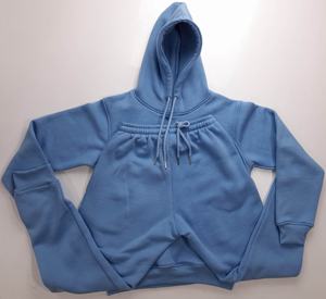 Survêtement 2 pièces à capuche de couleur unie bleu marine pour hommes, ensemble pantalon de survêtement et jogging à capuche pour l'extérieur - Product Image 3