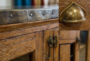 Industrial Solid Wood Wine Sideboard <b>Cabinet</b> <b>Rustic</b> Wine Rack Buffet With Glass Doors Luxury Kitchen Dining Room Storage Furnitu - Product Image 3