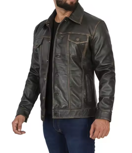 แจ็คเก็ตหนังผู้ชายสำหรับฤดูใบไม้ร่วง-ฤดูหนาว พร้อมตัวเลือกสีที่ปรับแต่งได้ - Product Image 2