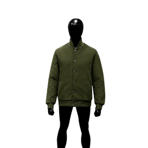 Chaqueta Varsity Premium de Satén Oliva, Chaqueta Bomber de Béisbol con Textura Personalizada para Hombre, Mujer, Unisex, Moda Urbana, Ropa Exterior - Product Image 1
