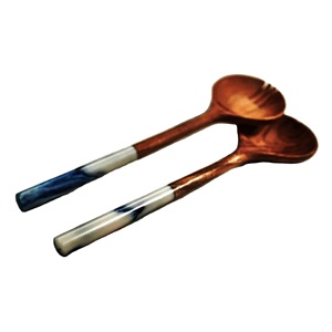 Ensemble de bols de service pour salade en résine bleue, personnalisables, écologiques, compatibles lave-vaisselle, style moderne, 11 pouces, pour la maison et la cuisine - Product Image 1