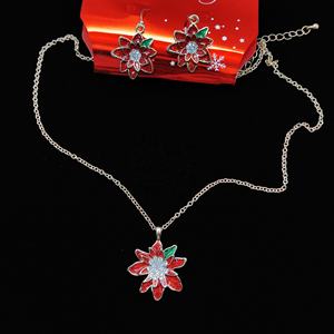 Conjunto de Collar y Pendientes Vintage de Aleación de Zinc con Diseño Navideño de Árbol, Flor de Pascua, Copo de Nieve, Pentagrama y Ángel, con Bolsa de Regalo, Joyería Elegante Unisex para Mujer - Product Image 3