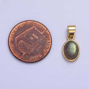 Labradorite Oval Necklace 925 Sterling Silver 14K Gold Plated Natural Gemstone Charm Elegant Jewelry Gift Women - Product Image 3