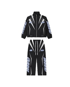 Conjunto deportivo unisex de nailon con estampado reflectante, cortavientos, transpirable, con cremallera completa, conjunto de jogger, conjunto de ropa urbana personalizada. - Product Image 1