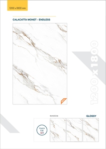 Carreaux de marbre en porcelaine brillante 1200x1800mm Calacatta Monet, carreaux de sol et de mur en forme de livre sans fin, dalle grand format de qualité supérieure - Product Image 4